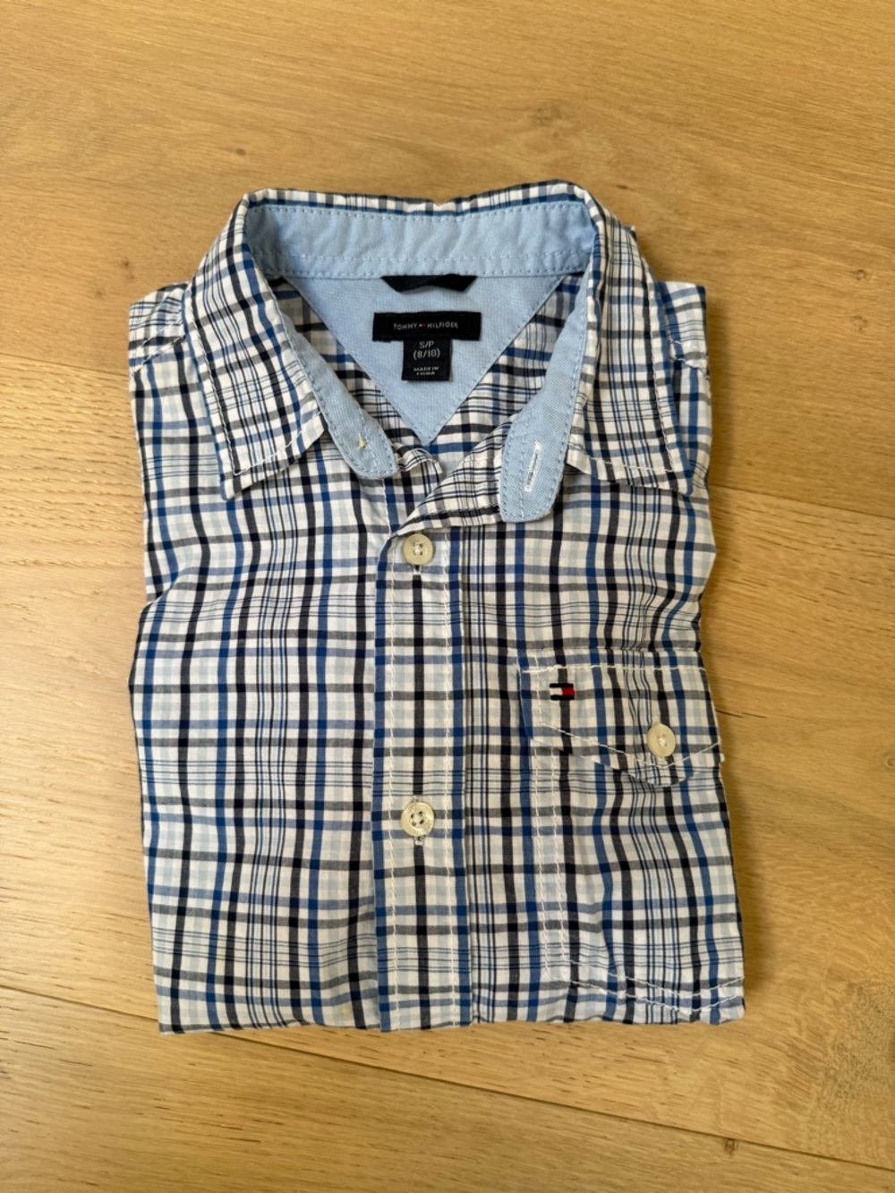 Tommy Hilfiger White and Blue Plaid Button-Down Shirt